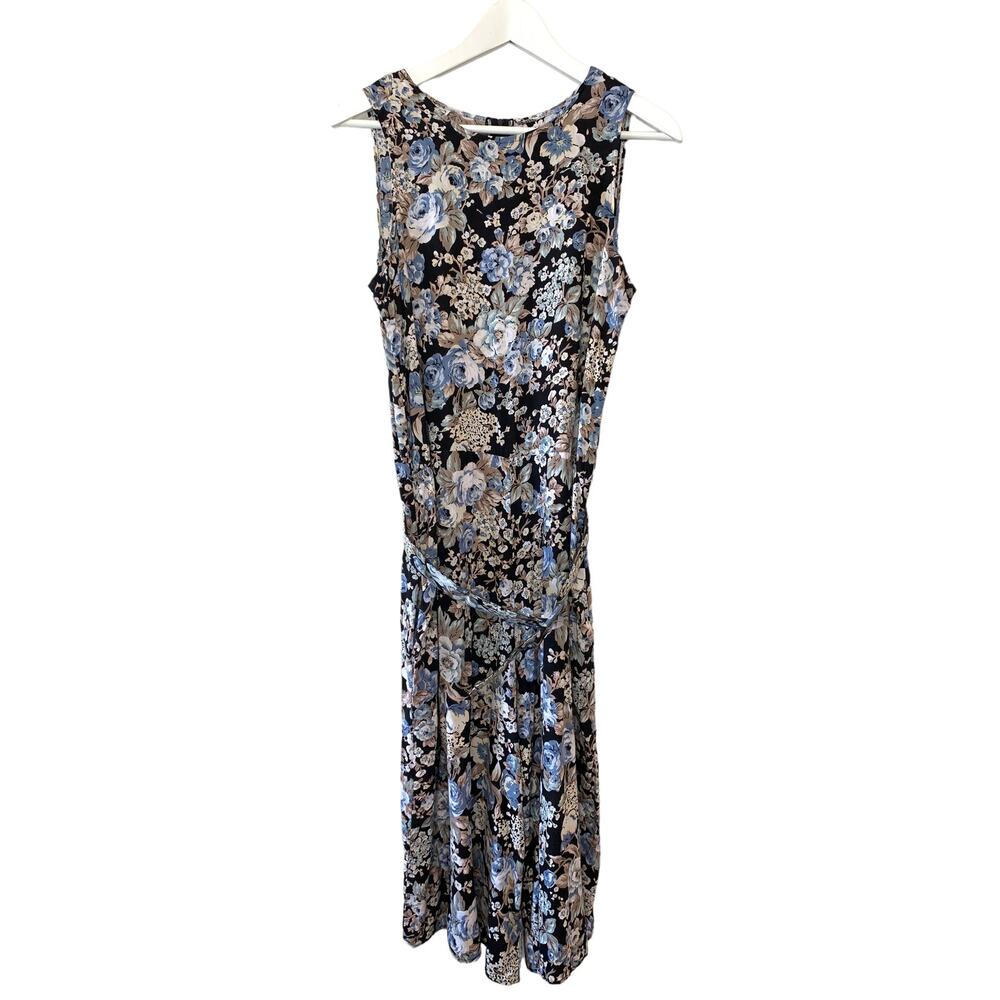 Vintage 1990s Studio L.A. Floral Romper Jumpsuit with Belt Sleeveless 12